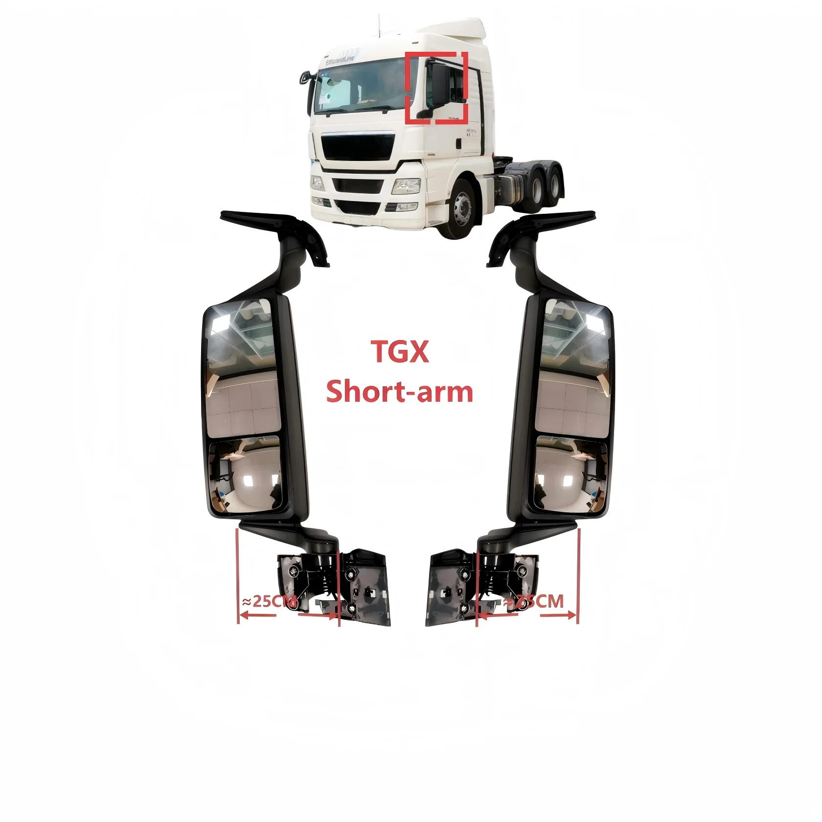 Suitable For MAN TGX Truck Short Arm Rearview Mirror OE 81637306529 81637306560 81637306756 81637306531 81637306561 81637306765
Suitable For MAN TGX Truck Short Arm Rearview Mirror OE 81637306529 81637306560 81637306756 81637306531 81637306561 81637306765