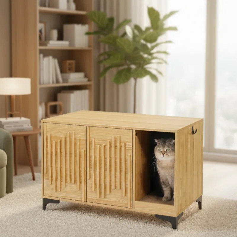 Customizable Modern Fiber Eco-friendly Board Wood Cat Cabinet Cat Litter Box for Kitty and Cats
Customizable Modern Fiber Eco-friendly Board Wood Cat Cabinet Cat Litter Box for Kitty and Cats
