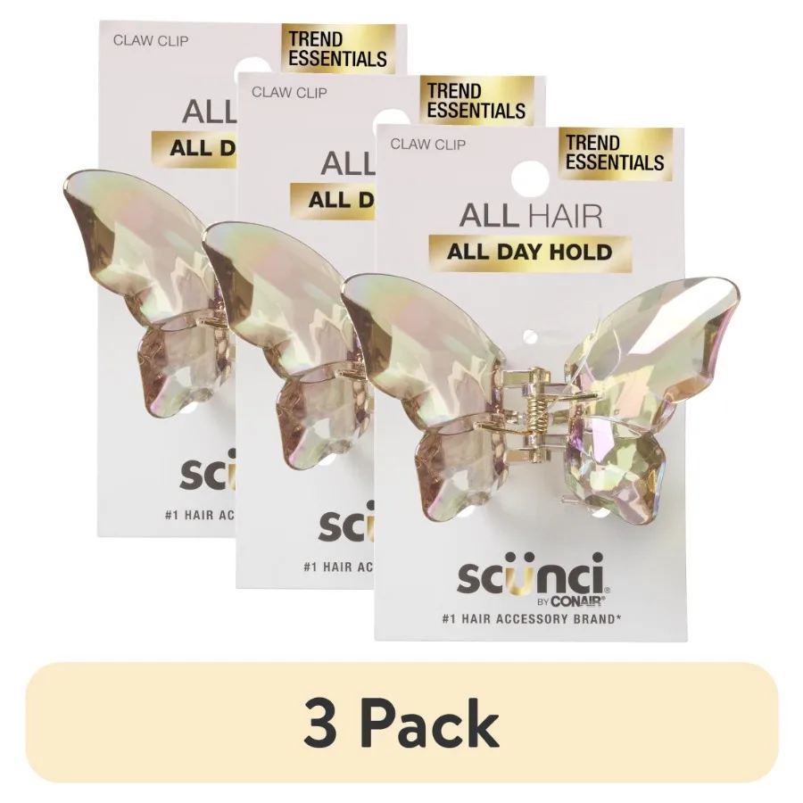 3 pack Plastic Butterfly Claw Clip Clear Amber
3 pack Plastic Butterfly Claw Clip Clear Amber