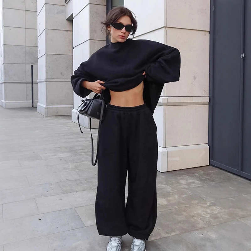 Fashion Street Solid Casual Pants Outfit Spring Women Round Neck Sweatshirt+High Waist Loose Jogger Pants Autumn Two Piece Set
Fashion Street Solid Casual Pants Outfit Spring Women Round Neck Sweatshirt+High Waist Loose Jogger Pants Autumn Two Piece Set