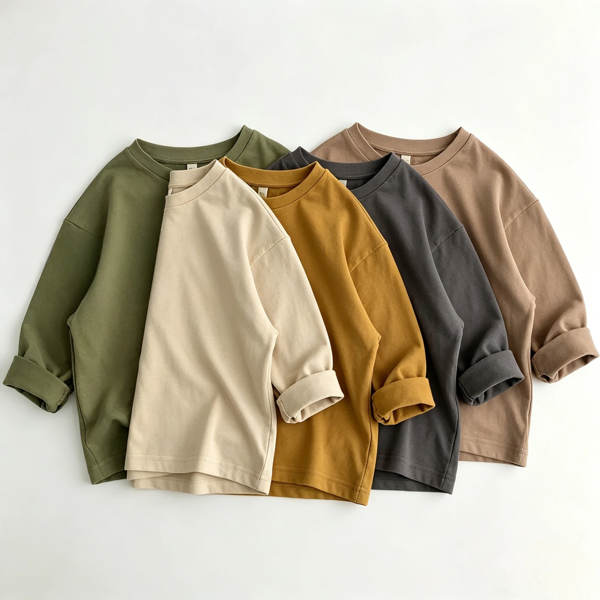 Kids Solid Color Long Sleeve T Shirt Neutral Tone Cotton Tops Soft Fabric Loose Fit Casual Tees For Toddler Wear Baby Kid Wear
Kids Solid Color Long Sleeve T Shirt Neutral Tone Cotton Tops Soft Fabric Loose Fit Casual Tees For Toddler Wear Baby Kid Wear