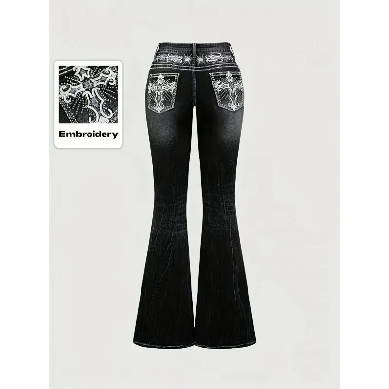 Ladies' New High-end Slim-fit Women's Elegant Fashion Denim Horn Trousers Back Bag Embroidery Design Rhinestone Decoration,
Ladies' New High-end Slim-fit Women's Elegant Fashion Denim Horn Trousers Back Bag Embroidery Design Rhinestone Decoration,