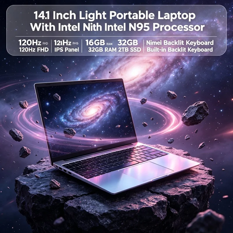 Premium 14.1" Light Laptop, Intel N95, 120Hz FHD screen, ample 32GB RAM, backlit keyboard
Premium 14.1" Light Laptop, Intel N95, 120Hz FHD screen, ample 32GB RAM, backlit keyboard