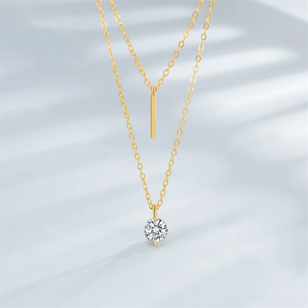 S925 Sterling Silver Korean Necklace, Straight Column with Single Diamond - Double-Layer Pendant, Light Luxury Minimalist Design
S925 Sterling Silver Korean Necklace, Straight Column with Single Diamond - Double-Layer Pendant, Light Luxury Minimalist Design