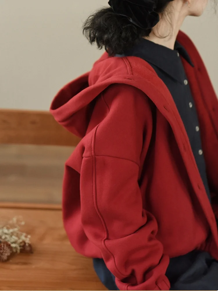 LRCP Two-Person Production Thickened Fleece Hooded Jacket Button-Up Sweatshirt Outerwear Women's Loose Fit Long Sleeve Coat
LRCP Two-Person Production Thickened Fleece Hooded Jacket Button-Up Sweatshirt Outerwear Women's Loose Fit Long Sleeve Coat