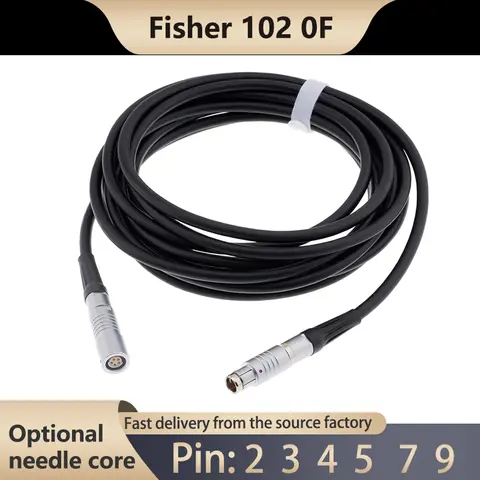 Fischer 102 0F S KE with cable, semi-circular positioning piece 2.3.4.5.7.9 pin, used for information audio and video connection
