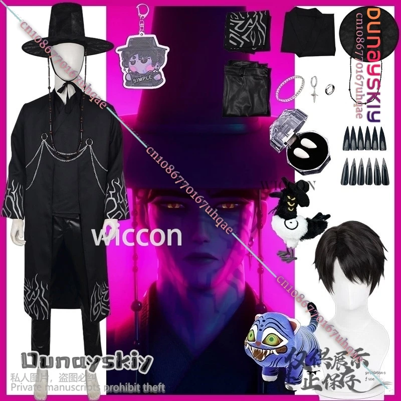 Saja Boy Cosplay Anime Movie Kpop Demon Jinu Goth Costume Korean Idol Long Black Uniform Hat Tattoo Prop Handsome Halloween 코스프레
Saja Boy Cosplay Anime Movie Kpop Demon Jinu Goth Costume Korean Idol Long Black Uniform Hat Tattoo Prop Handsome Halloween 코스프레
