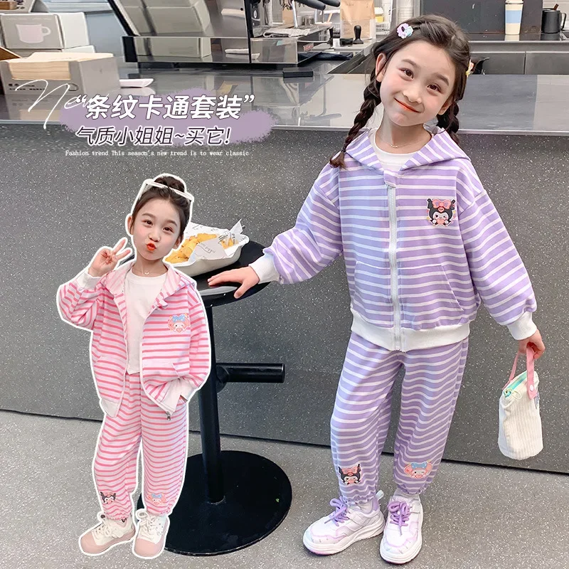 Sweet Kuromi Anime Kawaii Sanrio Ins Stripes Shirt Pants Two Piece Set Cute My Melody Spring Autumn Coat Clothing Gifts for Kids
Sweet Kuromi Anime Kawaii Sanrio Ins Stripes Shirt Pants Two Piece Set Cute My Melody Spring Autumn Coat Clothing Gifts for Kids