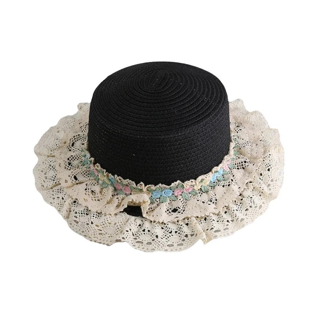 Simple Japanese Style Lace Floral Brim Cap Wide Brim Lolita Straw Woven Top Hat Sweet Flat Top Women's Sun Hat Seaside
Simple Japanese Style Lace Floral Brim Cap Wide Brim Lolita Straw Woven Top Hat Sweet Flat Top Women's Sun Hat Seaside