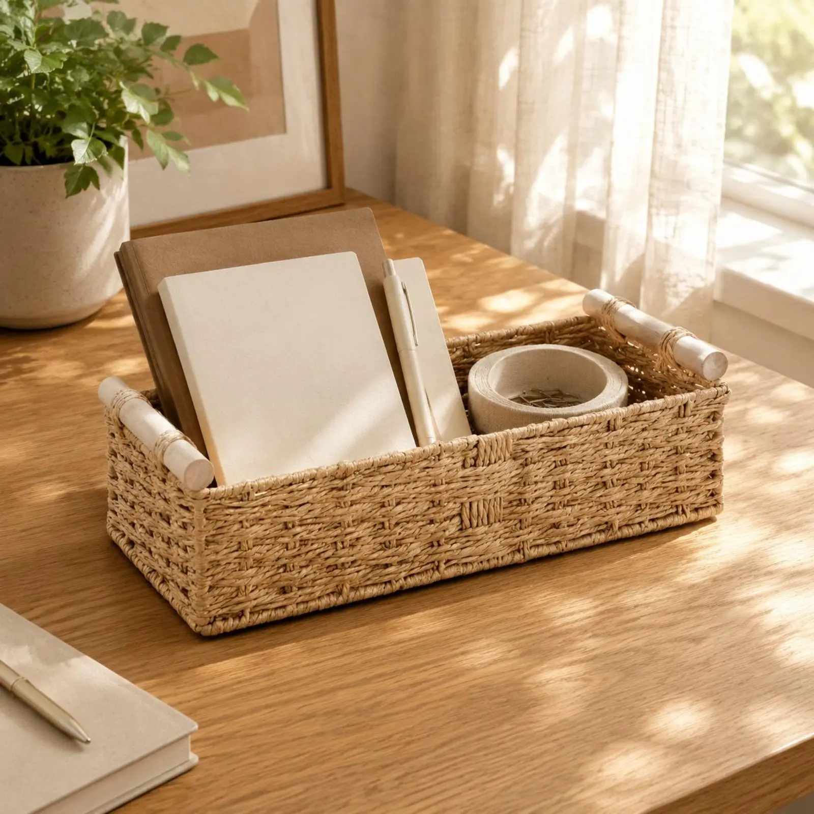 Natural Rope Basket Woven Rectangular Rope Basket Decorative Compact for Vanity
Natural Rope Basket Woven Rectangular Rope Basket Decorative Compact for Vanity