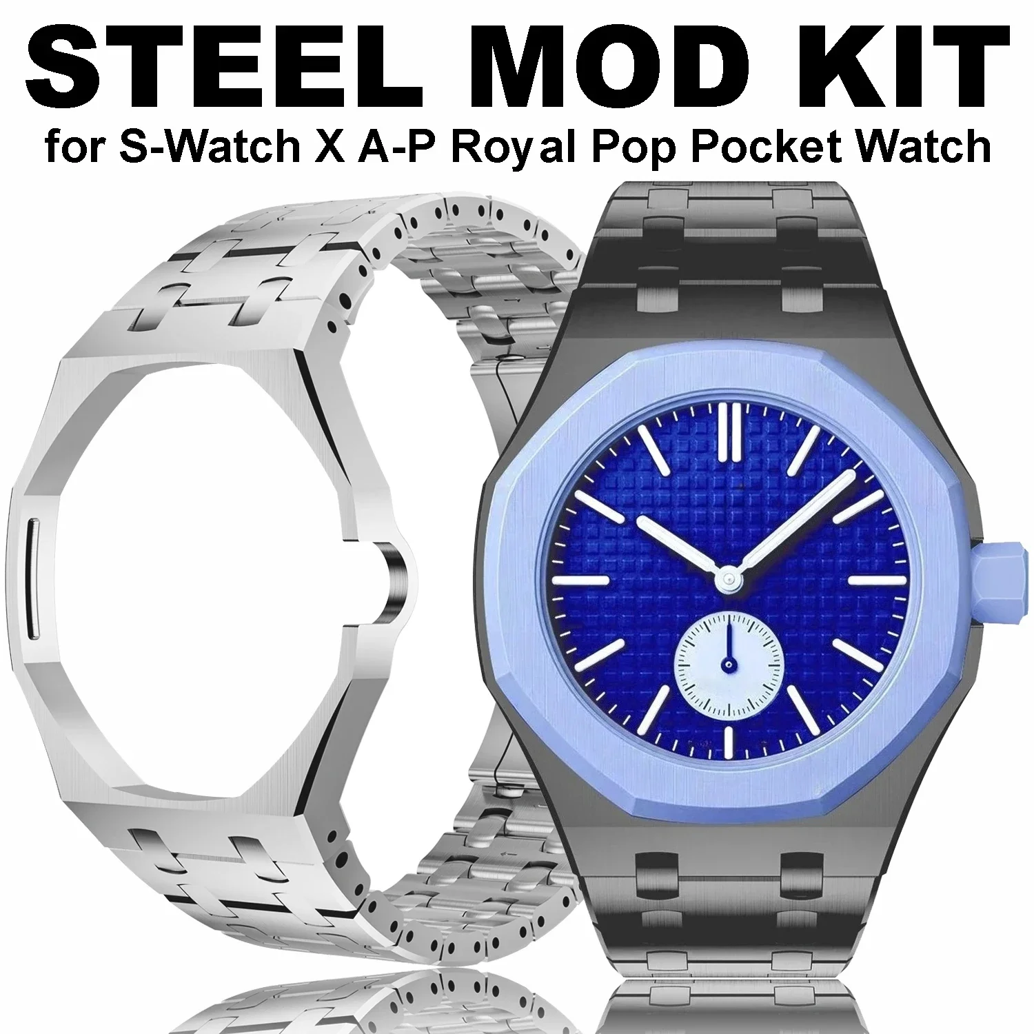 Luxury Stainless Steel Modification Kit For Royal Pop Pocket watch Changer to wristwatch Metal Case Silicone Strap Band
Luxury Stainless Steel Modification Kit For Royal Pop Pocket watch Changer to wristwatch Metal Case Silicone Strap Band