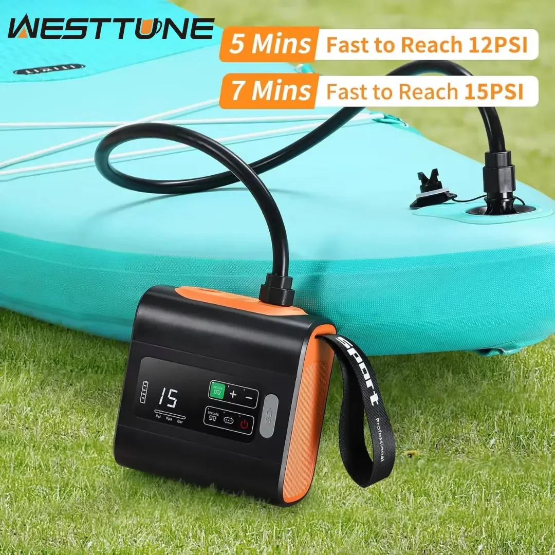 Electric Paddle Board Pump, 22PSI High Pressure SUP Electric Air Pump,Intelligent Dual Stage Inflation & Deflation, Auto-Off Air
Electric Paddle Board Pump, 22PSI High Pressure SUP Electric Air Pump,Intelligent Dual Stage Inflation & Deflation, Auto-Off Air