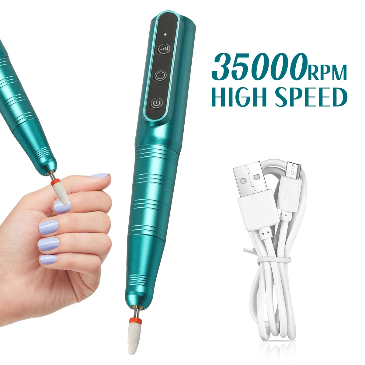 Wireless Nail Drill Pen 35000RPM USB Nail File Polishing Pen Rechargeable Nail Drill Machine Portable Manicure Drill Salon Tool
Wireless Nail Drill Pen 35000RPM USB Nail File Polishing Pen Rechargeable Nail Drill Machine Portable Manicure Drill Salon Tool