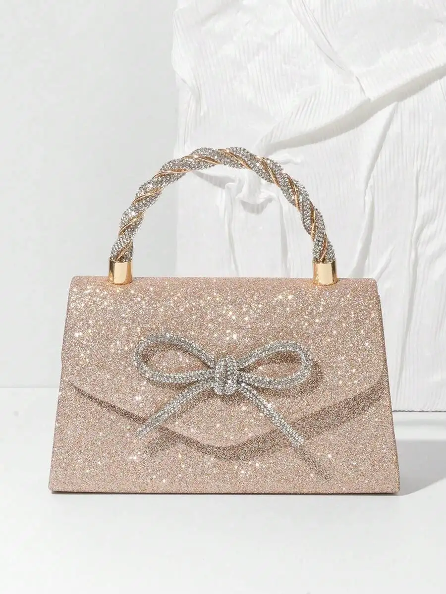 Glitter Rhinestone Clutch Bag With Bow Knot Top Handle Evening Purse For Party Wedding Prom
Glitter Rhinestone Clutch Bag With Bow Knot Top Handle Evening Purse For Party Wedding Prom