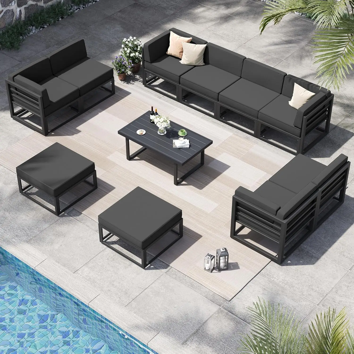 Комплект садовой мебели из 11 предметов из алюминия с водонепроницаемым чехлом и подушками толщиной 5 дюймов, алюминиевый уличный секционный комплект, на заказ
Комплект садовой мебели из 11 предметов из алюминия с водонепроницаемым чехлом и подушками толщиной 5 дюймов, алюминиевый уличный секционный комплект, на заказ