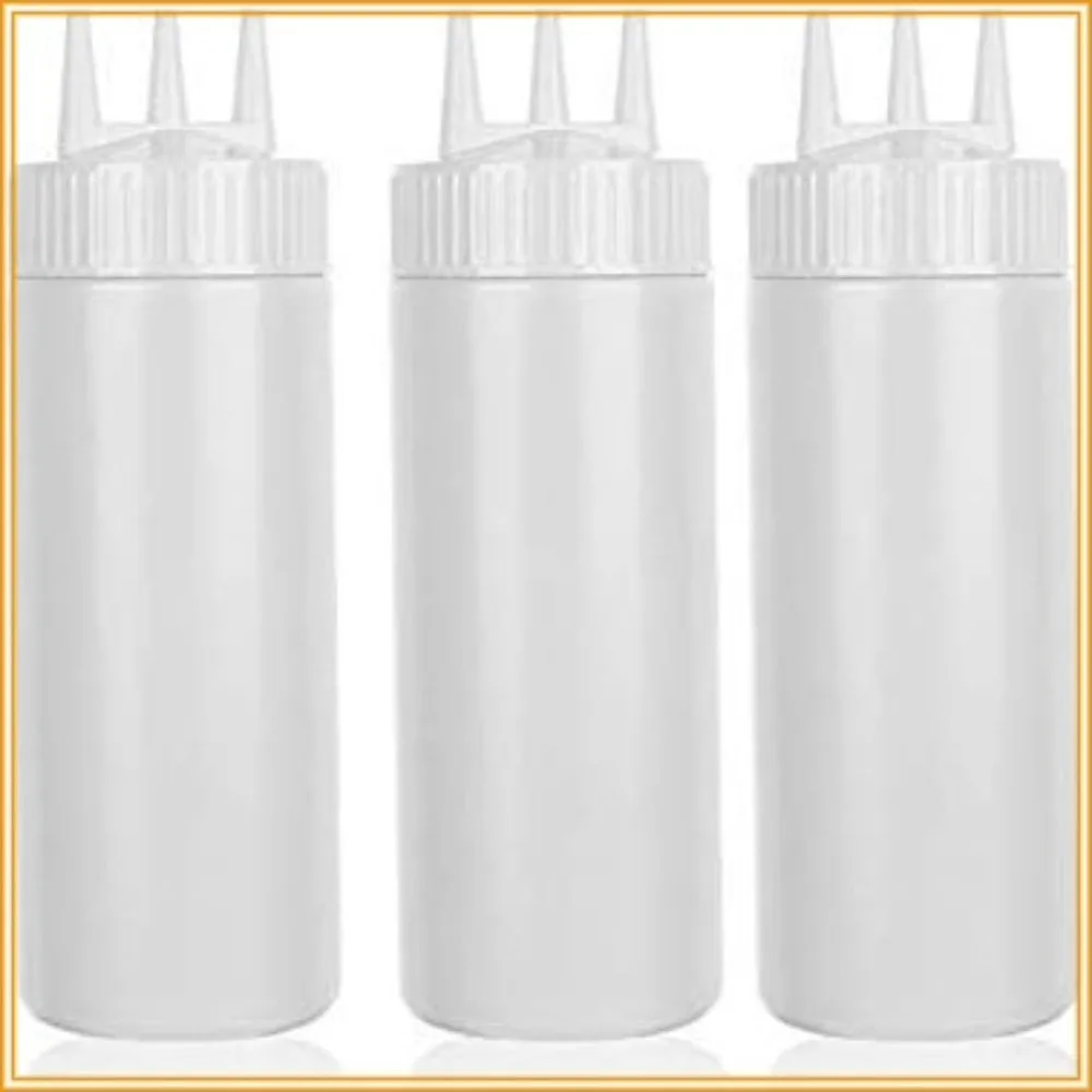 3 Pack 24oz Squeeze Bottles for Condiments, Ketchup, Mustard, Dressing, 3-Hole Nozzle, White
3 Pack 24oz Squeeze Bottles for Condiments, Ketchup, Mustard, Dressing, 3-Hole Nozzle, White
