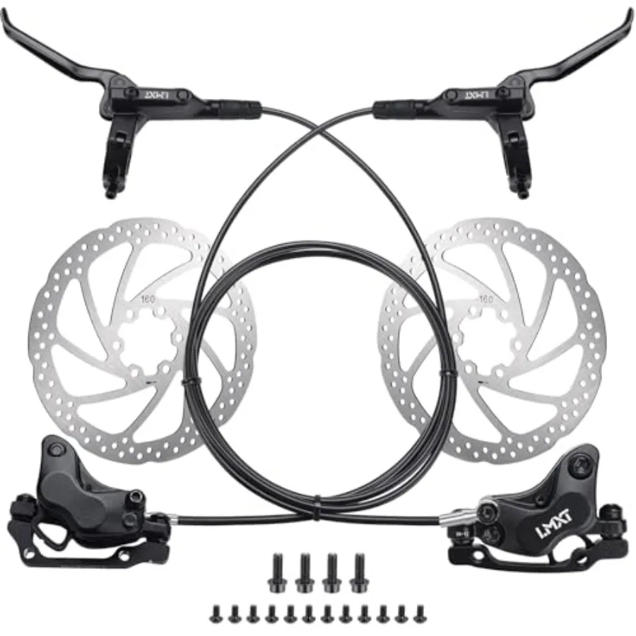 Upgrade Four-Piston MTB Disc Brake Set, Hydraulic Brakes Kit with 160mm Rotors and Ceramic Brake Pads, Left Front 85cm and Righ
Upgrade Four-Piston MTB Disc Brake Set, Hydraulic Brakes Kit with 160mm Rotors and Ceramic Brake Pads, Left Front 85cm and Righ