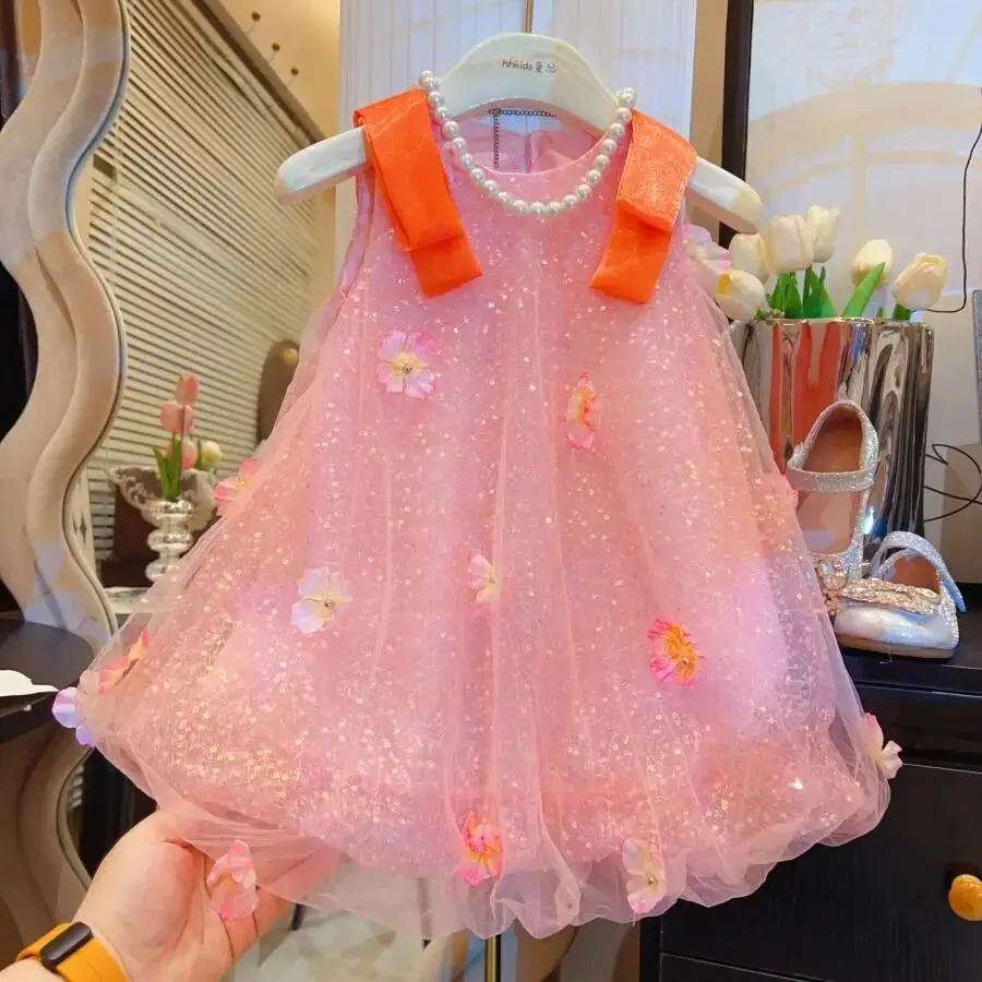 Girl Baby Netting Vest Dress Summer New Style Children's Sleeveless Skirt Girl's 3D Flower Princess Dress
Girl Baby Netting Vest Dress Summer New Style Children's Sleeveless Skirt Girl's 3D Flower Princess Dress