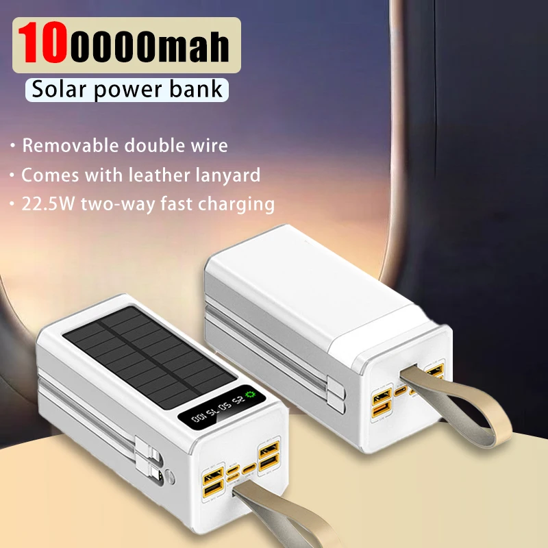 60000mAh Solar Power Bank High-capacity Built-in Cables External Battery LED Light Power Bank for iPhone Samsung 2025
60000mAh Solar Power Bank High-capacity Built-in Cables External Battery LED Light Power Bank for iPhone Samsung 2025