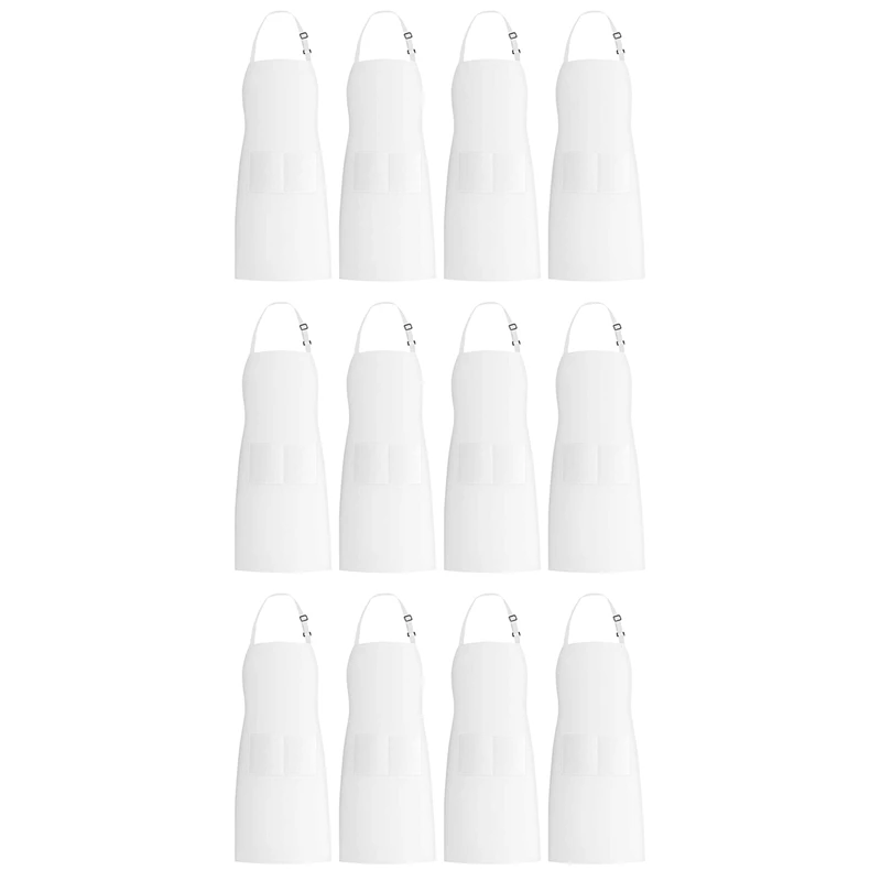 12 Pack Bib Aprons With 2 Pockets Adjustable Kitchen Cooking Chef Apron For Women & Men, White
12 Pack Bib Aprons With 2 Pockets Adjustable Kitchen Cooking Chef Apron For Women & Men, White