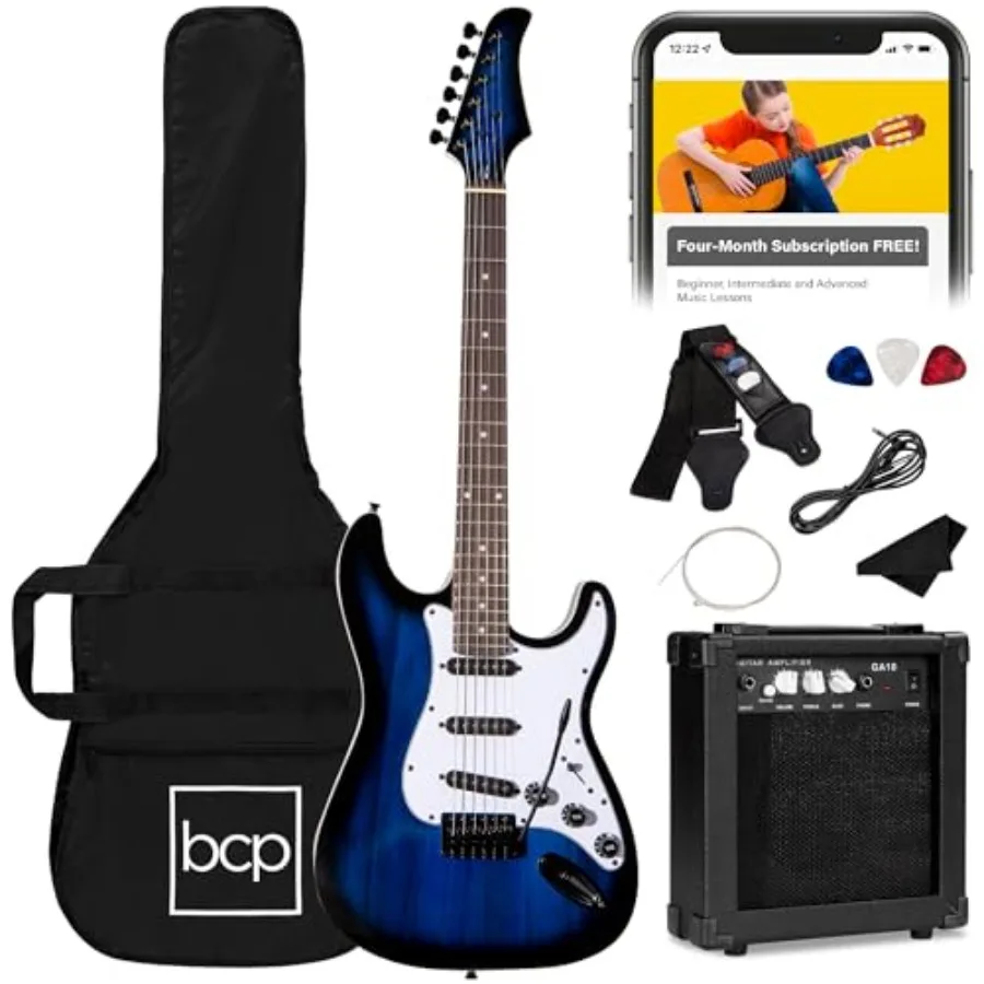 39in Full Size Beginner Electric Guitar Starter Kit w/Case Strap 10W Amp Strings Pick Tremolo Bar Hollywood Blue
39in Full Size Beginner Electric Guitar Starter Kit w/Case Strap 10W Amp Strings Pick Tremolo Bar Hollywood Blue
