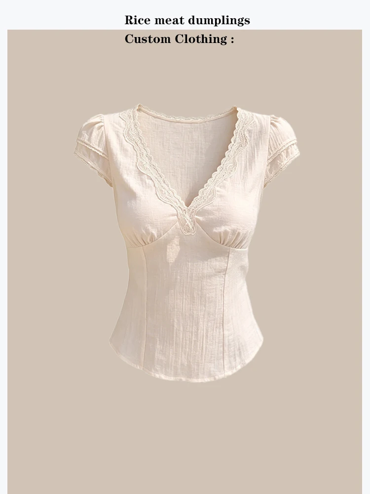 Korean Style Sweet Pink Lace Trim Splice V-Neck Short Sleeve T-Shirt Summer Anti-Aging Slimming Top Cotton Linen Material
Korean Style Sweet Pink Lace Trim Splice V-Neck Short Sleeve T-Shirt Summer Anti-Aging Slimming Top Cotton Linen Material