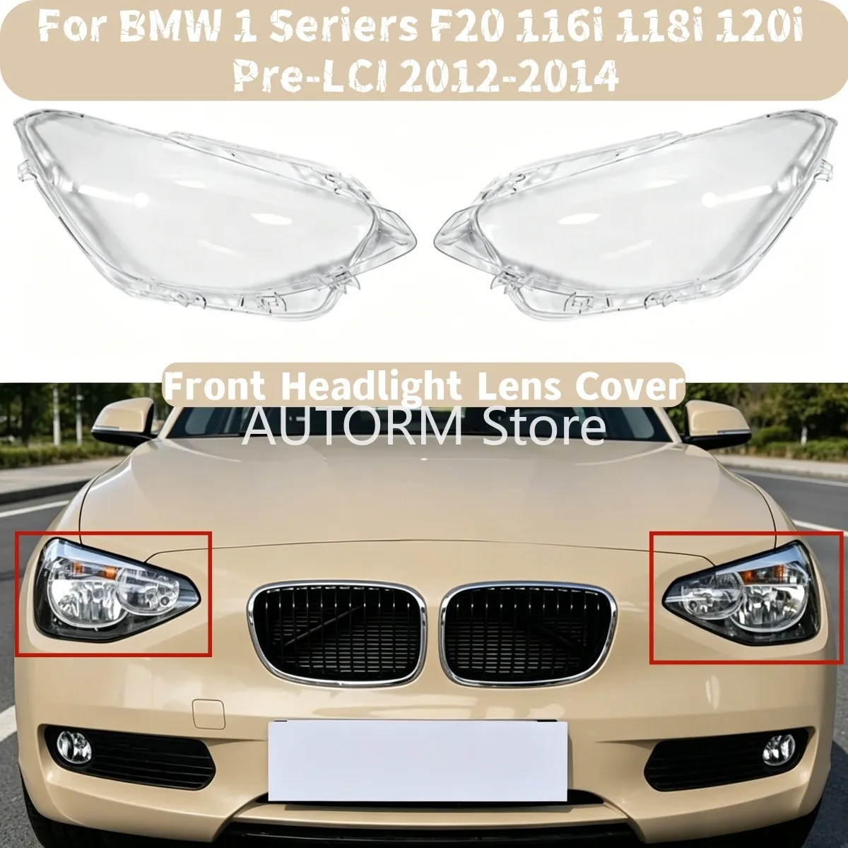 Pair Car Front Headlight Head Light Lamp Lens Shell Cover Replacement For BMW 1 Seriers F20 116i 118i 120i Pre-LCI 2012-2014
Pair Car Front Headlight Head Light Lamp Lens Shell Cover Replacement For BMW 1 Seriers F20 116i 118i 120i Pre-LCI 2012-2014