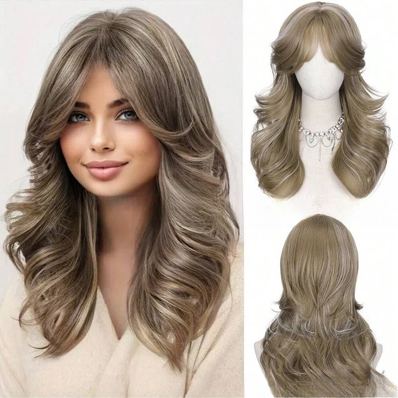 European and American wigs, light gold mixed colors, medium points, partial points, medium long hair, long curly hair, wigs, hea
European and American wigs, light gold mixed colors, medium points, partial points, medium long hair, long curly hair, wigs, hea