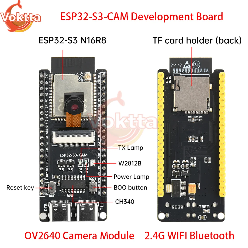 ESP32-S3-CAM Development Board 2.4G WIFI Bluetooth Integrated Core Board OV2640 Camera Module ESP32-S3-N16R8 CH340 Module
ESP32-S3-CAM Development Board 2.4G WIFI Bluetooth Integrated Core Board OV2640 Camera Module ESP32-S3-N16R8 CH340 Module
