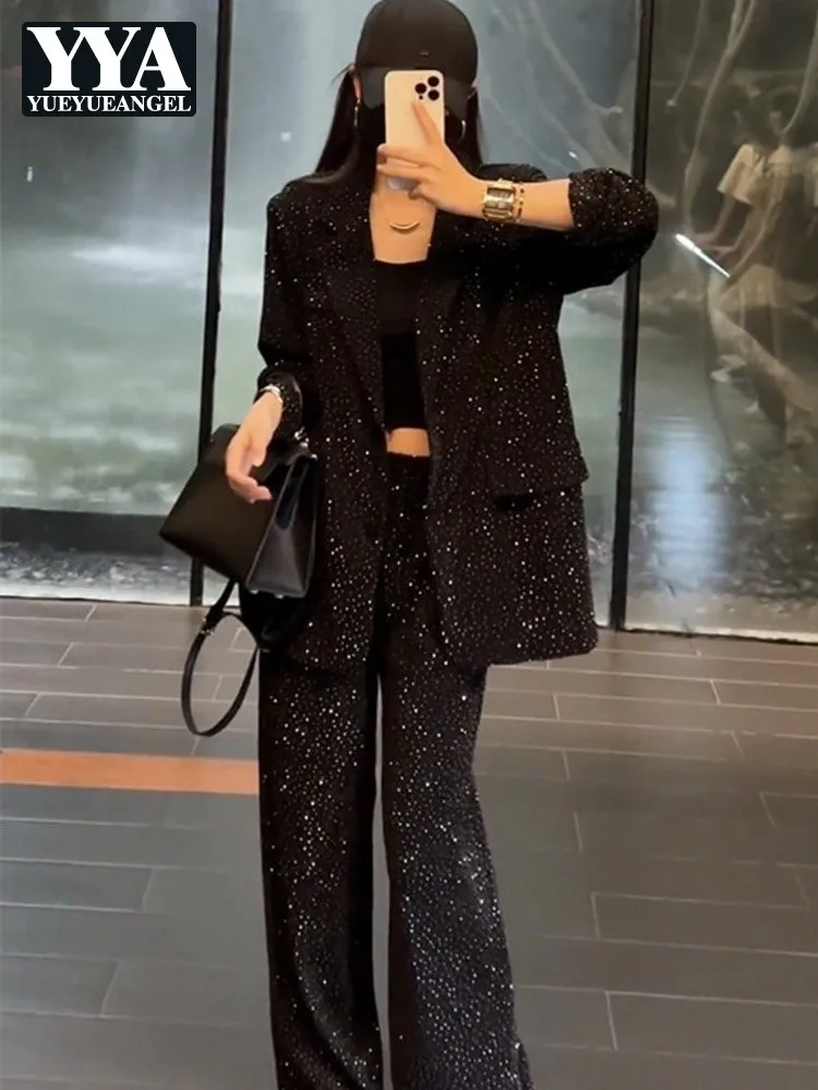 Костюм для деловых женщин: свободный блейзер в сценическом стиле, повседневный комплект для банкета, жакет с бриллиантами, брюки полной длины с широкими штанинами, комплект из двух предметов
Костюм для деловых женщин: свободный блейзер в сценическом стиле, повседневный комплект для банкета, жакет с бриллиантами, брюки полной длины с широкими штанинами, комплект из двух предметов