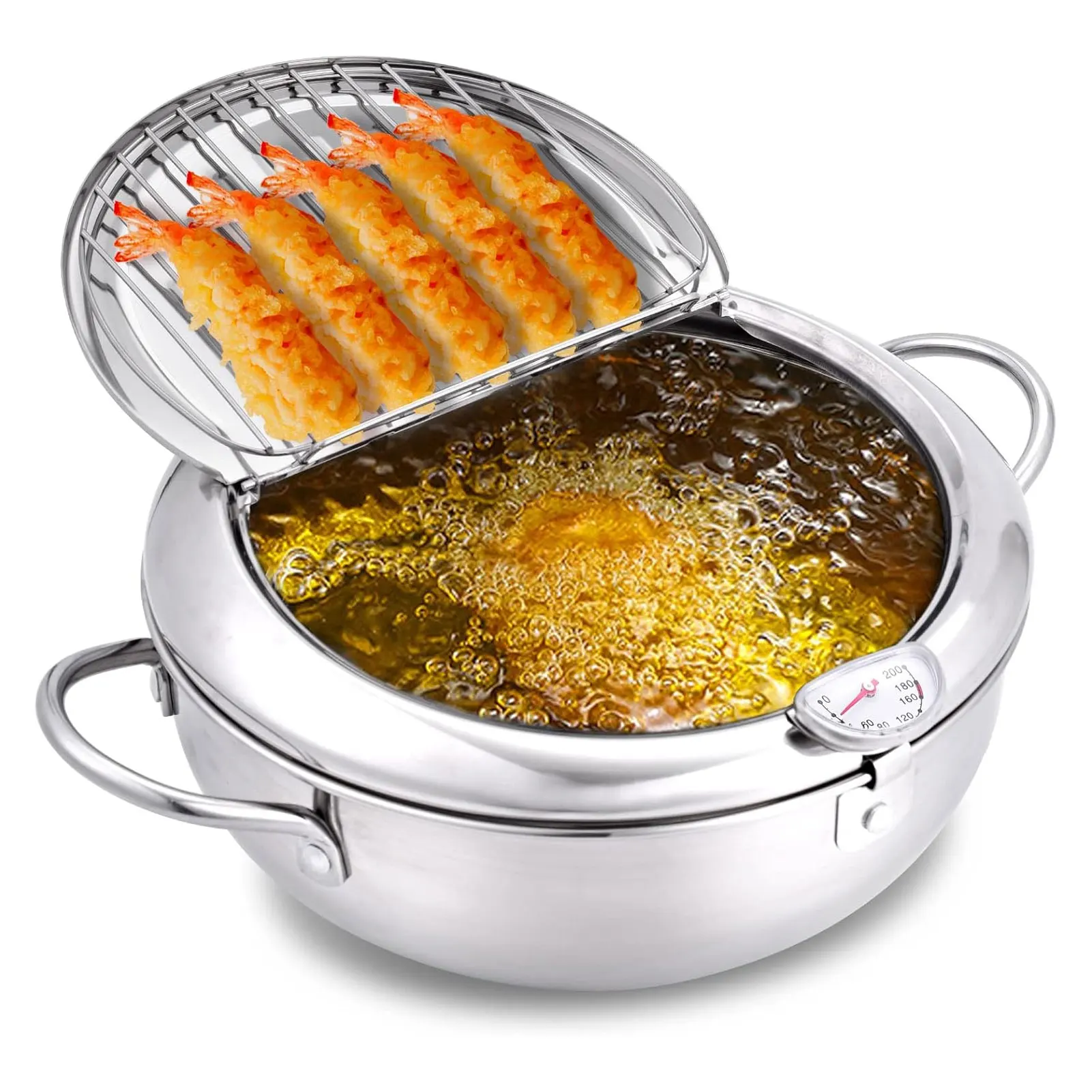 304 Stainless Steel Deep Fryer Pot Japanese Frying Pot with Oil Drain Temperature Control and Lid for Kitchen Stove Induction Co
304 Stainless Steel Deep Fryer Pot Japanese Frying Pot with Oil Drain Temperature Control and Lid for Kitchen Stove Induction Co