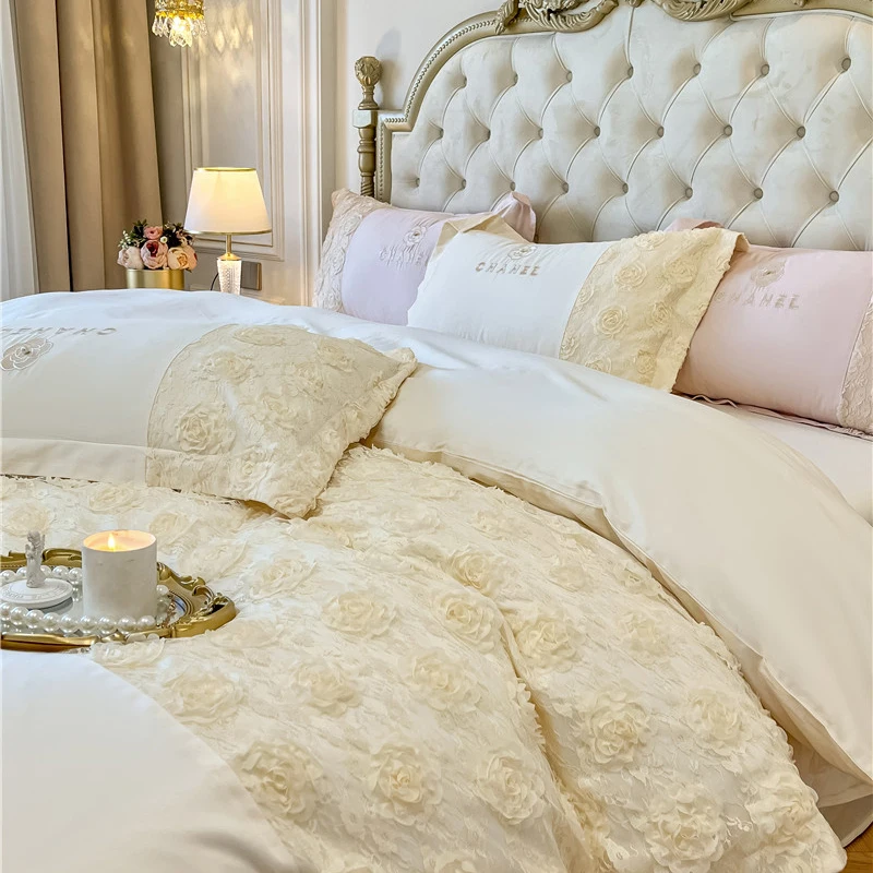 Lace Flowers Embroidery Princess Duvet Cover Set Luxury Korean Style 100% Cotton Bedding Bedspreads Fitted Bed Sheet Pillowcases
Lace Flowers Embroidery Princess Duvet Cover Set Luxury Korean Style 100% Cotton Bedding Bedspreads Fitted Bed Sheet Pillowcases