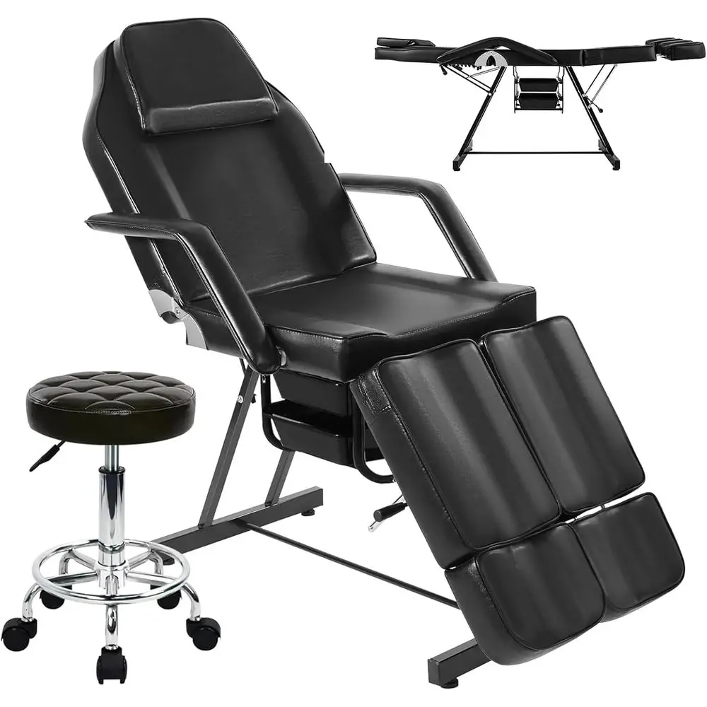 Adjustable Tattoo Chair with Rolling Stool, Split-Leg Tattoo Table, Black Aesthetic Bed, Facial Chair, Lash Spa Chairs with Roll
Adjustable Tattoo Chair with Rolling Stool, Split-Leg Tattoo Table, Black Aesthetic Bed, Facial Chair, Lash Spa Chairs with Roll