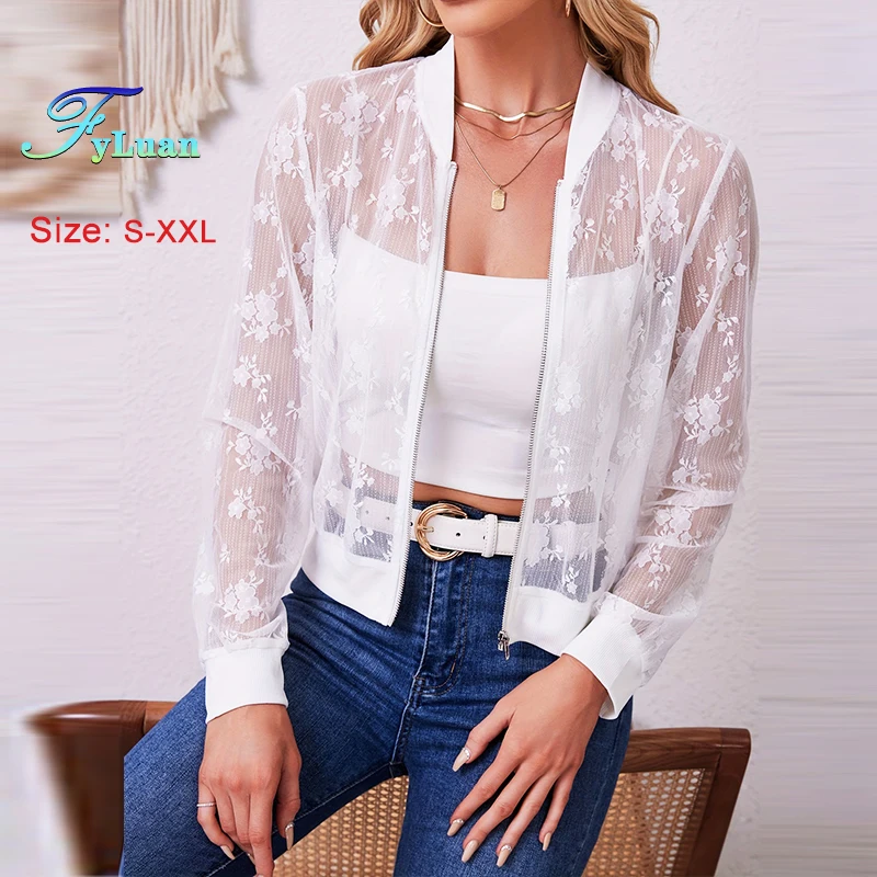 2025 New Elegant Women Jacket Solid Color Semi Perspective Lace Splicing Zipper Female Top Fashion Versatile Blazer Casual Coat
2025 New Elegant Women Jacket Solid Color Semi Perspective Lace Splicing Zipper Female Top Fashion Versatile Blazer Casual Coat