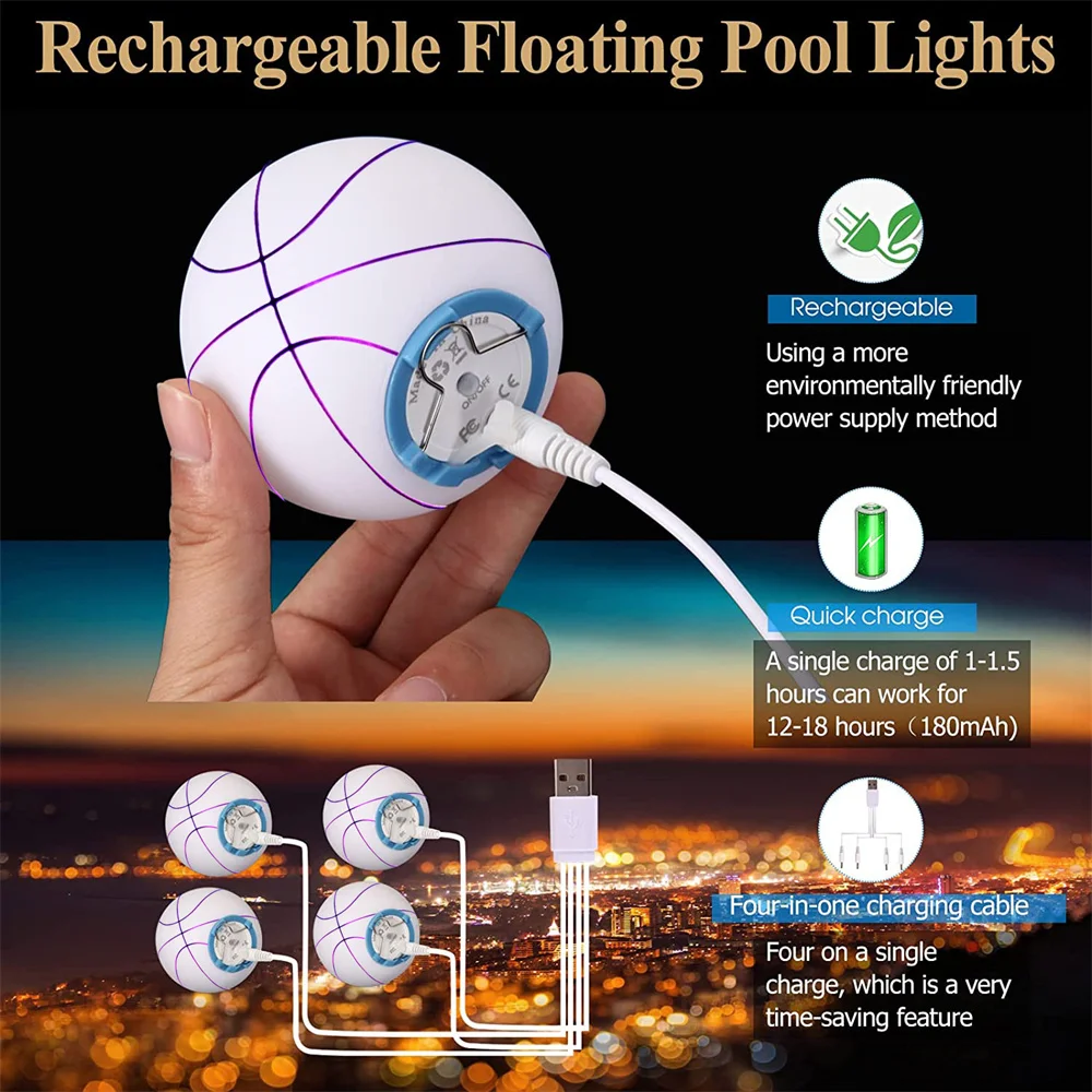 RGB Floating LED Sports Ball Night Light USB Rechargeable Waterproof Swimming Pool Lights for Kids Outdoor Garden Pool & Gift
RGB Floating LED Sports Ball Night Light USB Rechargeable Waterproof Swimming Pool Lights for Kids Outdoor Garden Pool & Gift