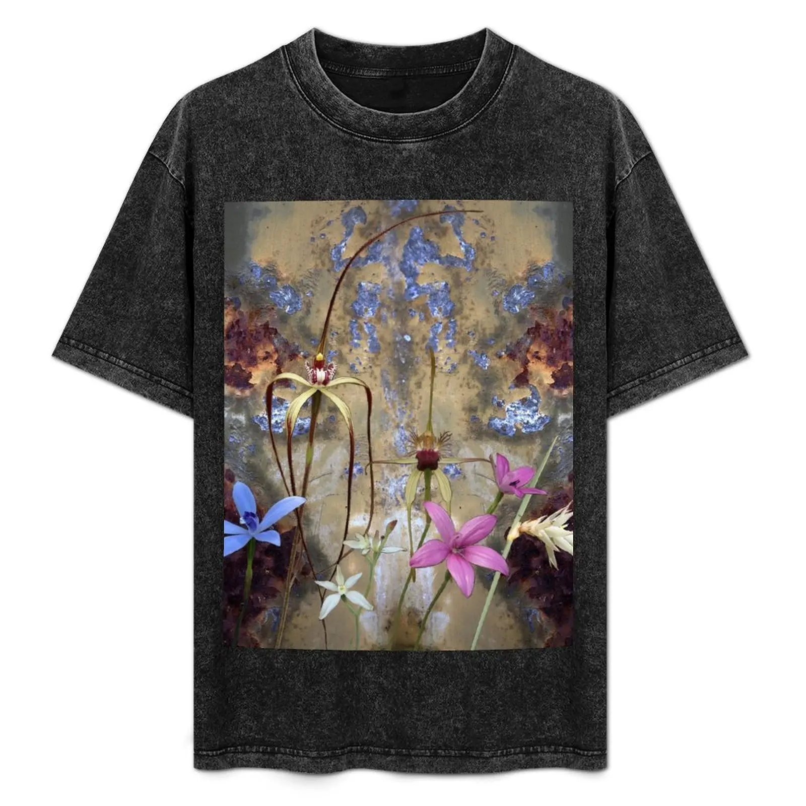 Silky Blue & Orchids with Blue Rusty Metal, native orchids of Western Australia. T-Shirt Independence Day Short Sleeve T-Shirt
Silky Blue & Orchids with Blue Rusty Metal, native orchids of Western Australia. T-Shirt Independence Day Short Sleeve T-Shirt