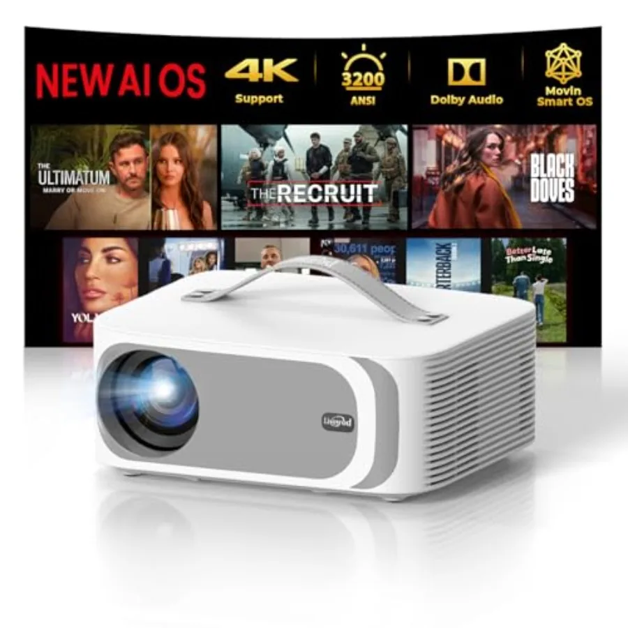 Outdoor 4K Smart Projector with WiFi Bluetooth AI Movin 2.0 OS HDR10+ Auto Focus Portable 50W Dolby Audio 3200 ANSI 5000+ Apps
Outdoor 4K Smart Projector with WiFi Bluetooth AI Movin 2.0 OS HDR10+ Auto Focus Portable 50W Dolby Audio 3200 ANSI 5000+ Apps