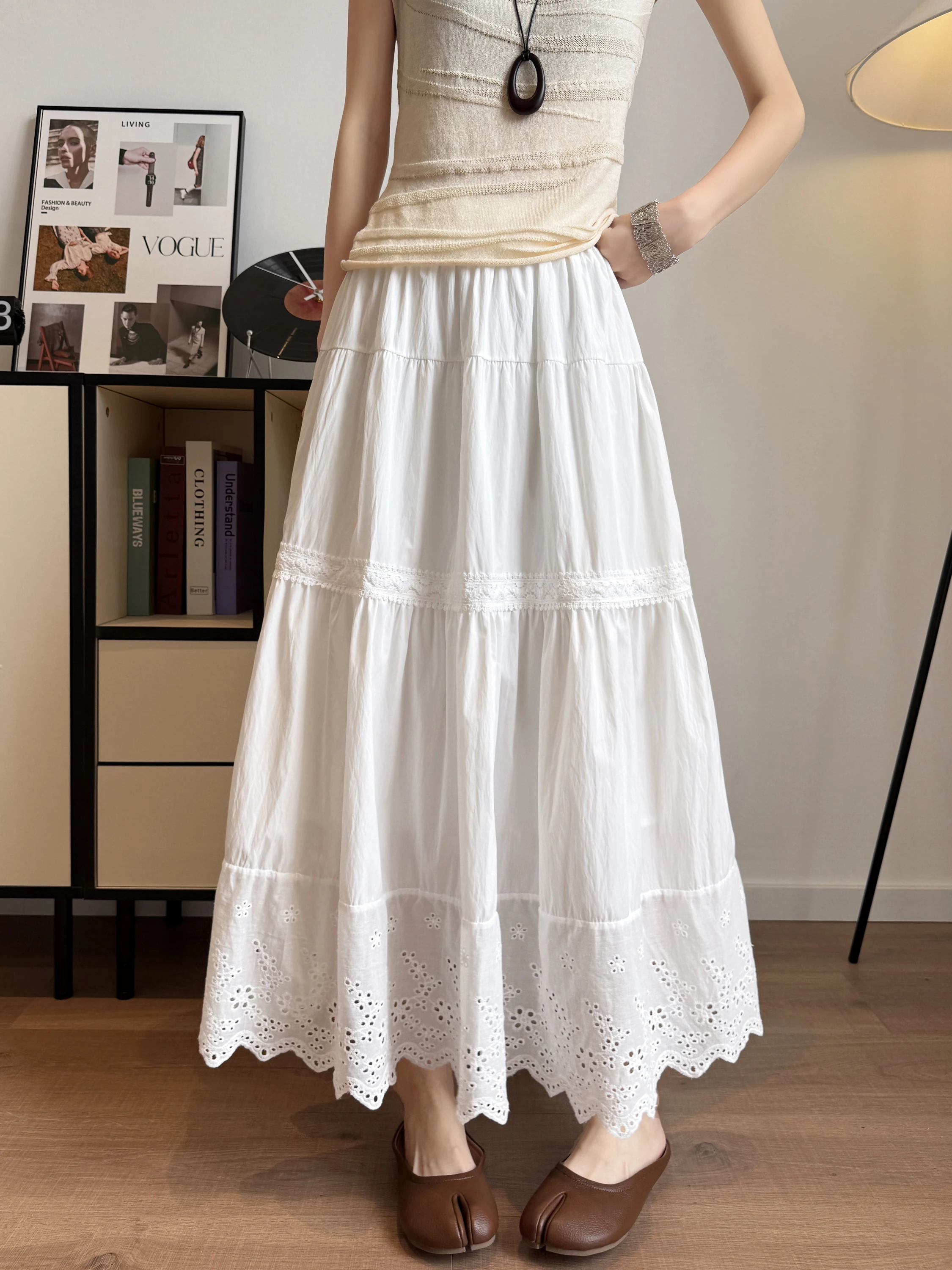 Summer 2026 New Style Women's A-Line Midi Skirt with Lace Trim Cake Design Floor-Length Maxi Skirt Casual High Waist Skirt
Summer 2026 New Style Women's A-Line Midi Skirt with Lace Trim Cake Design Floor-Length Maxi Skirt Casual High Waist Skirt