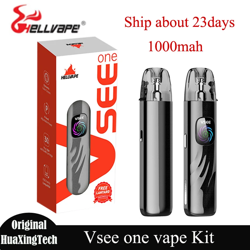 Original Hellvape Vsee One Kit Vape Pen 2ml Empty Pod System Top Fill 1000mah 30W Dynamic Screen 0.8ohm Mesh Coil E-Cigarette
Original Hellvape Vsee One Kit Vape Pen 2ml Empty Pod System Top Fill 1000mah 30W Dynamic Screen 0.8ohm Mesh Coil E-Cigarette