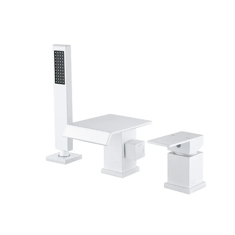 Deck Mounted Bathroom Waterfall Bathtub Faucet Set 3 Hole Hot And Cold Mixer Tap With Hand Shower System Matte Black
Deck Mounted Bathroom Waterfall Bathtub Faucet Set 3 Hole Hot And Cold Mixer Tap With Hand Shower System Matte Black