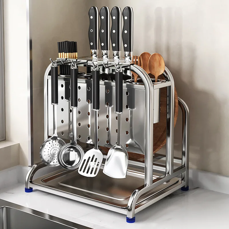 304Stainless steel kitchen knife rack, multifunctional pot lid, chopping board, and knife storage rack with drainage
304Stainless steel kitchen knife rack, multifunctional pot lid, chopping board, and knife storage rack with drainage