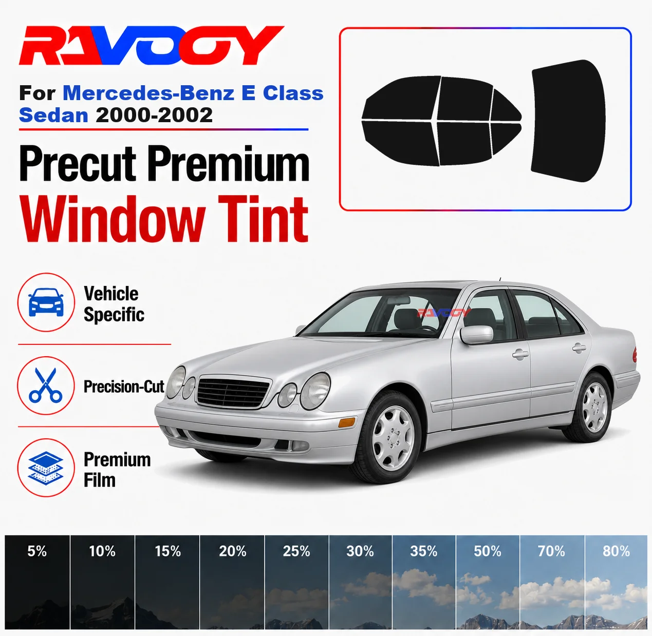 Premium Precut Window Tint Kit Front Rear Windows Rear Windshield For Mercedes-Benz E Class Sedan 2000-2002 Nano Ceramic Film
Premium Precut Window Tint Kit Front Rear Windows Rear Windshield For Mercedes-Benz E Class Sedan 2000-2002 Nano Ceramic Film