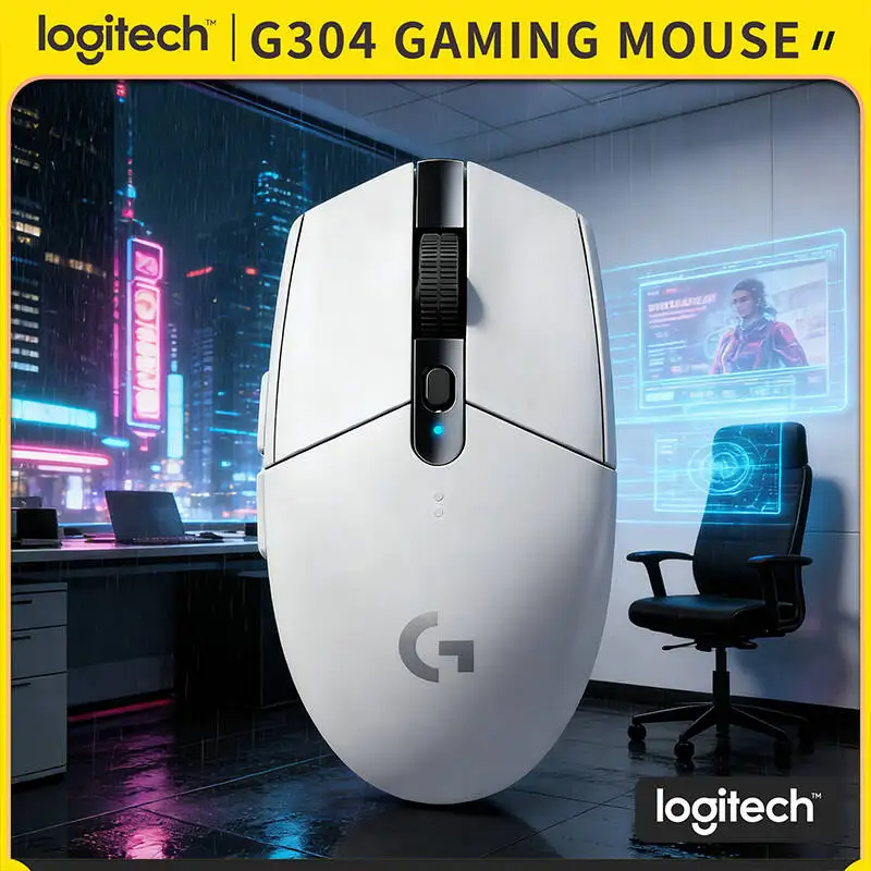Logitech G304 Wireless Gaming Mouse LIGHTSPEED Tech 12000 DPI HERO Sensor 1ms Response 9-Month Battery Durable Buttons PC Gamers