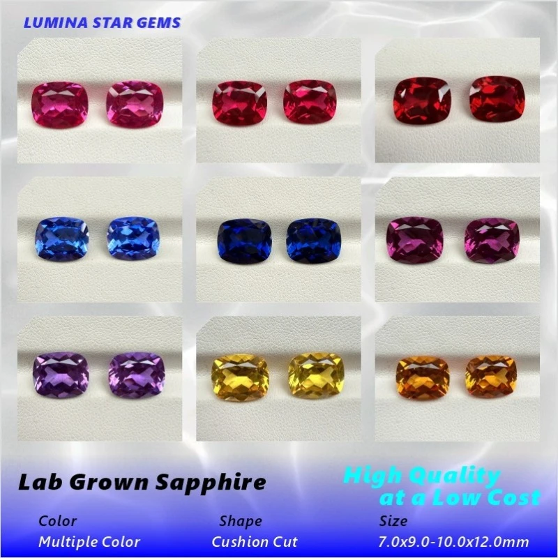 Lab grown Colorful Sapphires Cushion Cut Multi-color AAA+Clarity Gems For Jewelry Setting&Custom Design Selectable Certificate
Lab grown Colorful Sapphires Cushion Cut Multi-color AAA+Clarity Gems For Jewelry Setting&Custom Design Selectable Certificate