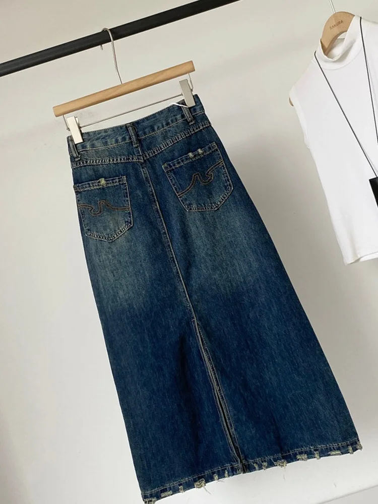 Retro High Waist A-Line Skirt Women's Denim Skirts Comfortable Soft Cotton Mid-Length Outerwear Slimming Front Slit
Retro High Waist A-Line Skirt Women's Denim Skirts Comfortable Soft Cotton Mid-Length Outerwear Slimming Front Slit