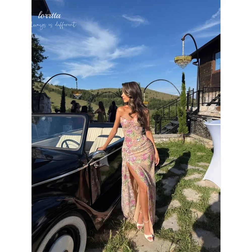 Lorrtta Tulle Sweetheart Beige Mermaid Formal Evening Gown Floral Sequin Embellishments High Slit Robes De Soirée Customized
Lorrtta Tulle Sweetheart Beige Mermaid Formal Evening Gown Floral Sequin Embellishments High Slit Robes De Soirée Customized