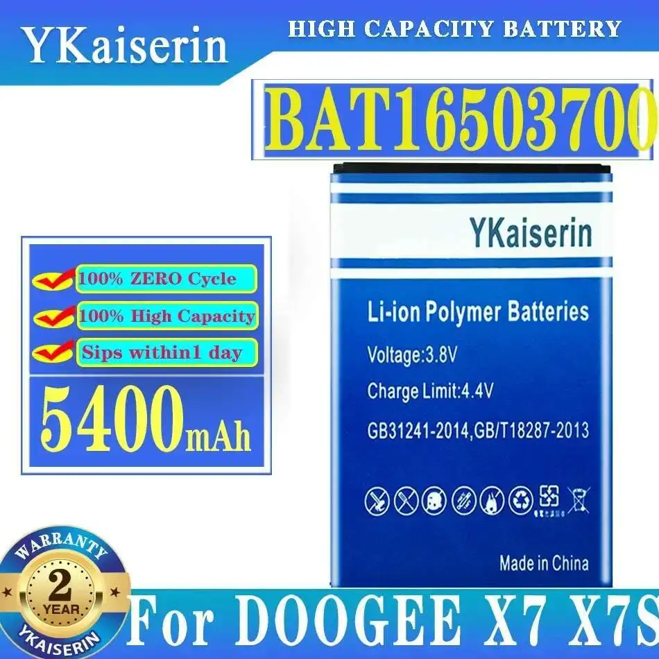 Аккумулятор для мобильного телефона большой емкости BAT16503700 5400 мАч, экологически чистый для Doogee x7 x7s
Аккумулятор для мобильного телефона большой емкости BAT16503700 5400 мАч, экологически чистый для Doogee x7 x7s