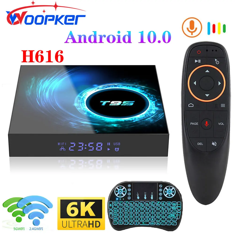 Смарт ТВ-приставка WOOPKER T95, Android 10,0, 2,4G & 5G, Wi-Fi, 3D Голос, 32 ГБ, 64 ГБ, ГБ, 6k, четырехъядерный процессор, приставка Media H616 Playe
Смарт ТВ-приставка WOOPKER T95, Android 10,0, 2,4G & 5G, Wi-Fi, 3D Голос, 32 ГБ, 64 ГБ, ГБ, 6k, четырехъядерный процессор, приставка Media H616 Playe