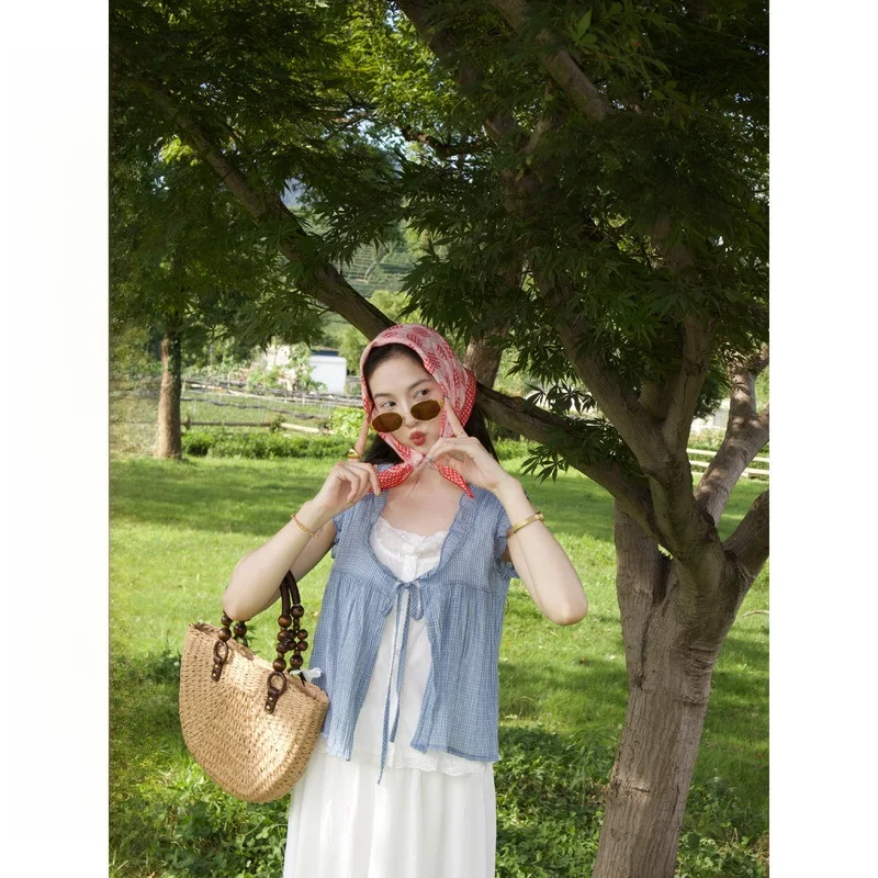 Atelier Onepire Summer Cooling Plaid round Ne ort Casual Sle Women's Cotton irt Single Piece Outerwear No Chest Pad
Atelier Onepire Summer Cooling Plaid round Ne ort Casual Sle Women's Cotton irt Single Piece Outerwear No Chest Pad