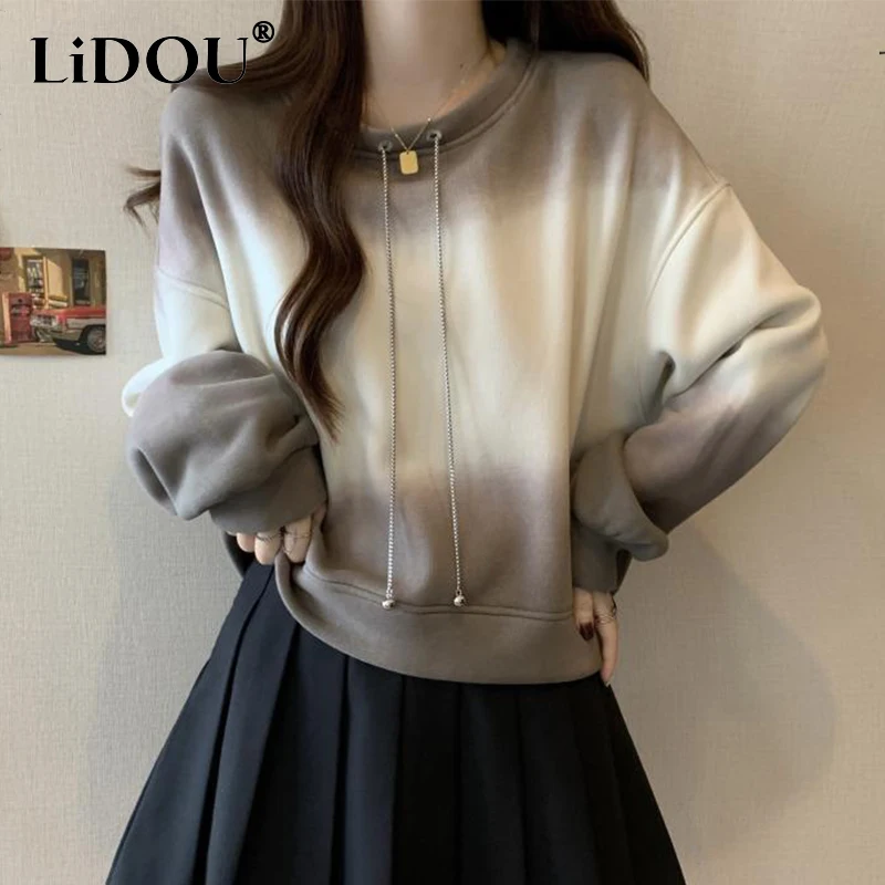 Autumn Winter Round Neck Add Plush Gradient Loose Casual Chain Sweatpants Women Fashion All-match Pullover Tops Women Outwear
Autumn Winter Round Neck Add Plush Gradient Loose Casual Chain Sweatpants Women Fashion All-match Pullover Tops Women Outwear